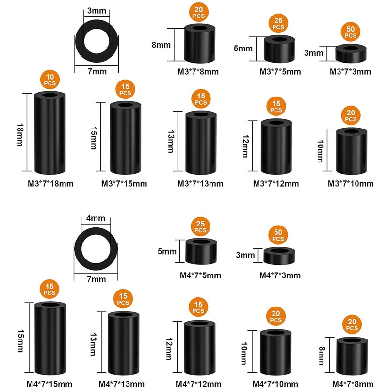 wegoup 330 Pcs Black Nylon Electrical Outlet Spacers Kit - Non-Threaded Round Plastic Spacers for Switch & Receptacle Screws, Secure Fit Spacer Assortment for Outlet Installation - Image 2